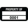 Lustre-Cal VOID Label PROPERTY OF Black 1.50in x 0.75in  1 Blank Pad & Serialized 0001-0100, 100PK 253774Vo2K0001